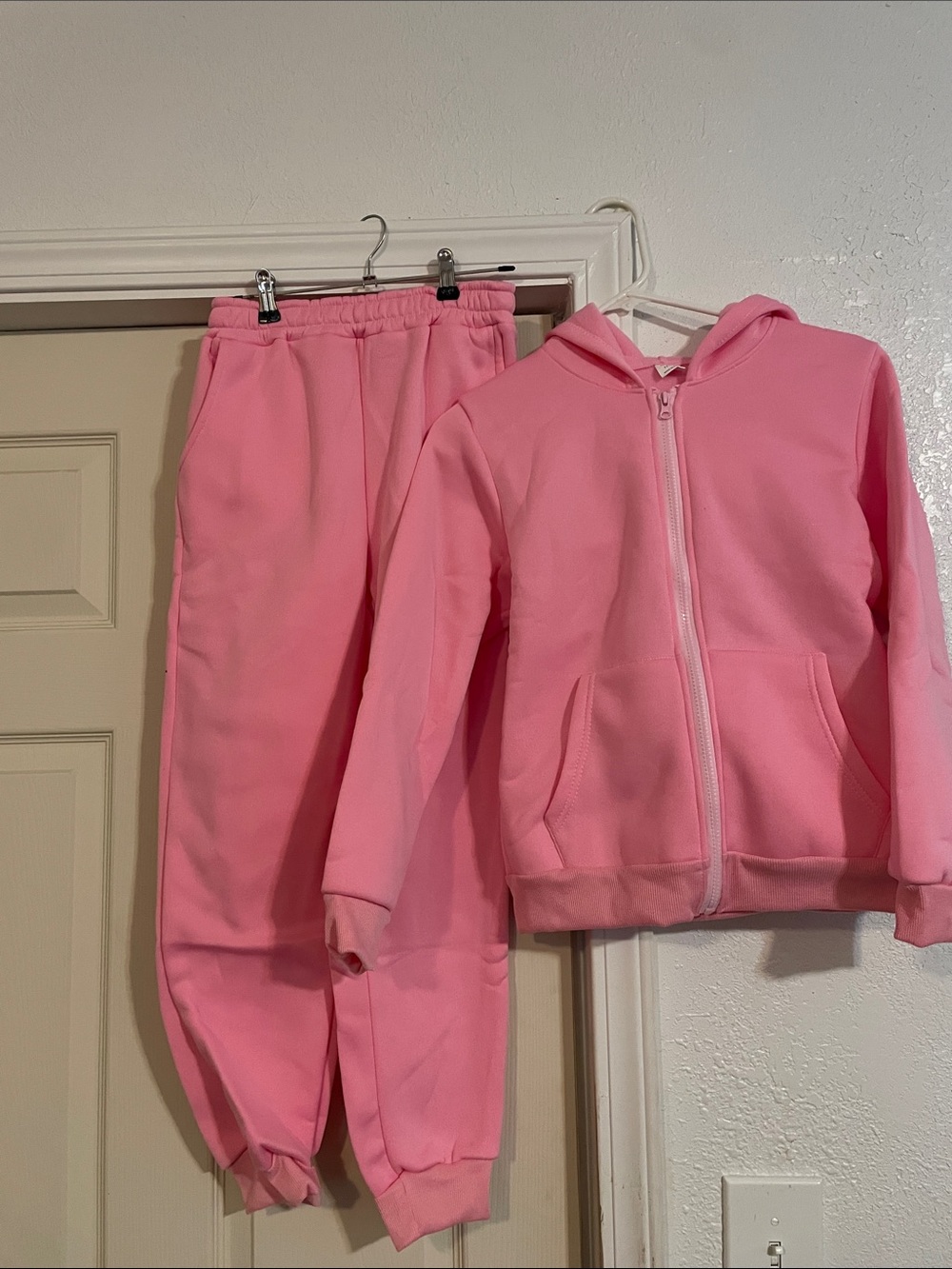 Girls Pink Hooded Zip-Up Sweatshirt & Jogger Set